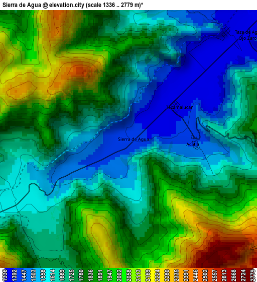 Sierra de Agua elevation map