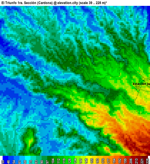 El Triunfo 1ra. Sección (Cardona) elevation map