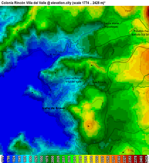 Colonia Rincón Villa del Valle elevation map