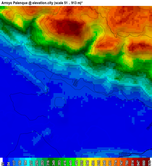 Arroyo Palenque elevation map