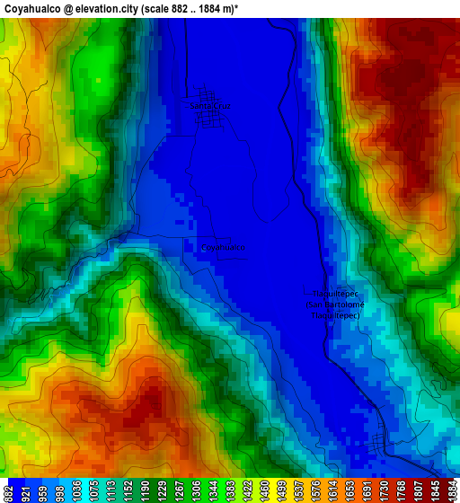 Coyahualco elevation map