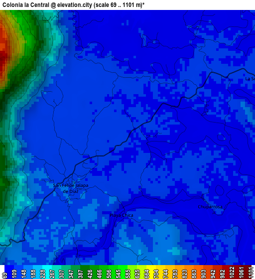 Colonia la Central elevation map