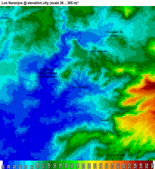 Los Naranjos elevation map