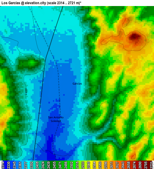 Los Garcías elevation map