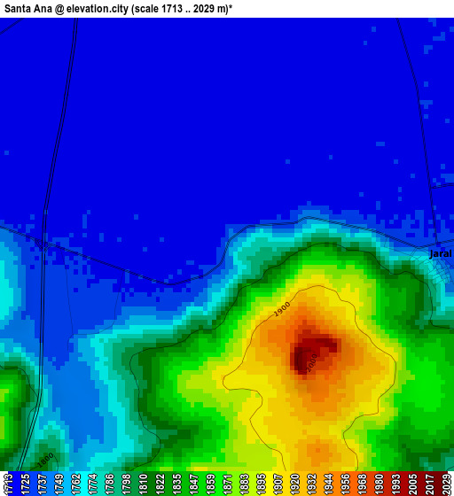 Santa Ana elevation map