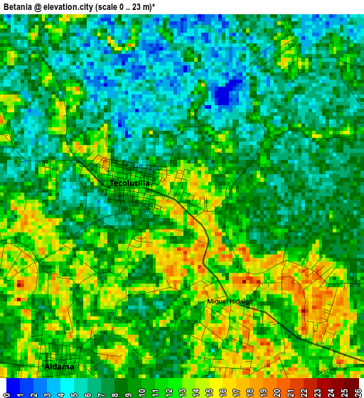 Betania elevation map