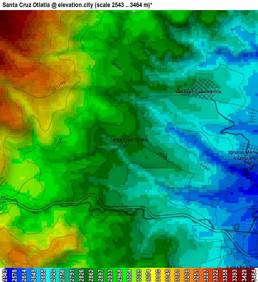 Santa Cruz Otlatla elevation map