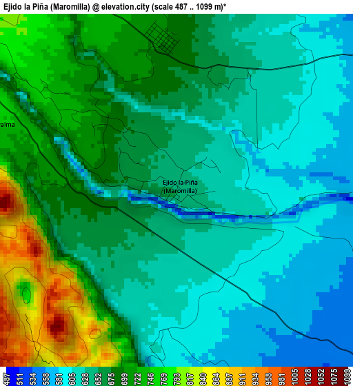 Ejido la Piña (Maromilla) elevation map