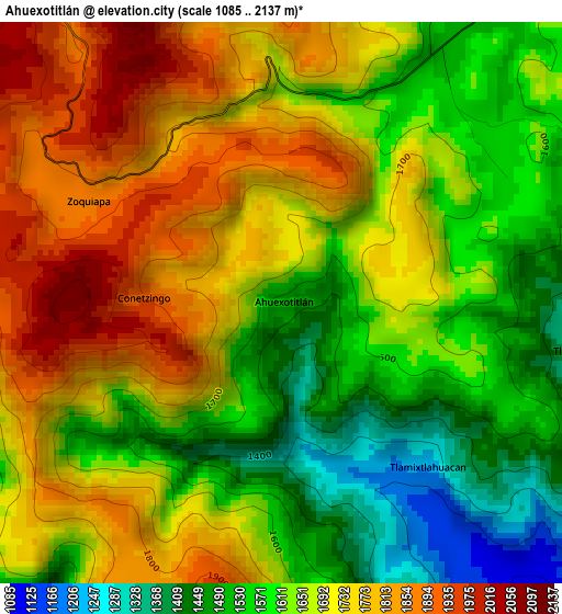 Ahuexotitlán elevation map