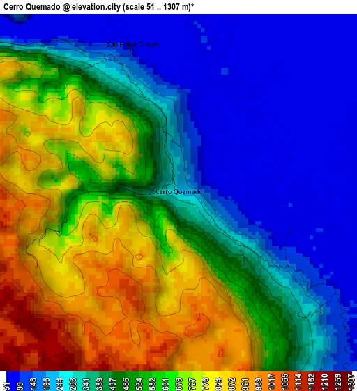 Cerro Quemado elevation map