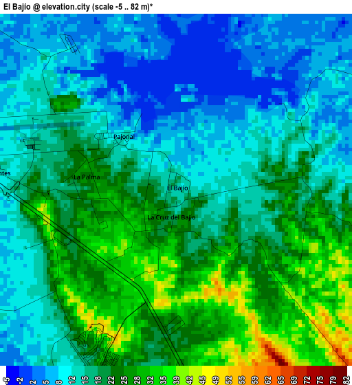 El Bajío elevation map