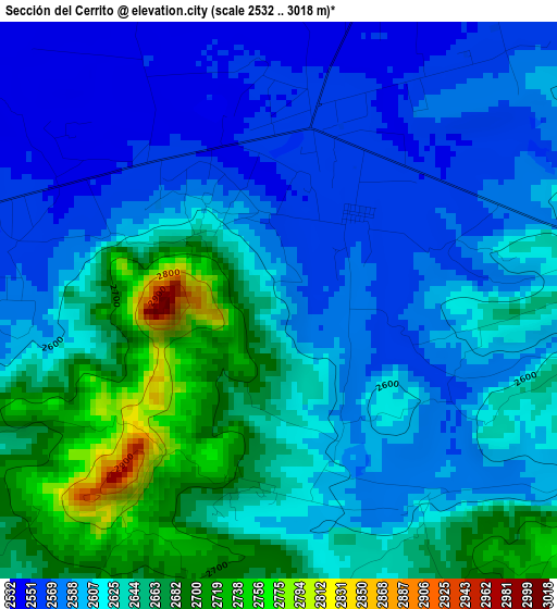 Sección del Cerrito elevation map