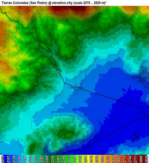 Tierras Coloradas (San Pedro) elevation map