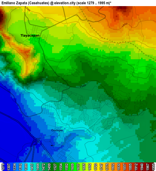 Emiliano Zapata (Casahuates) elevation map