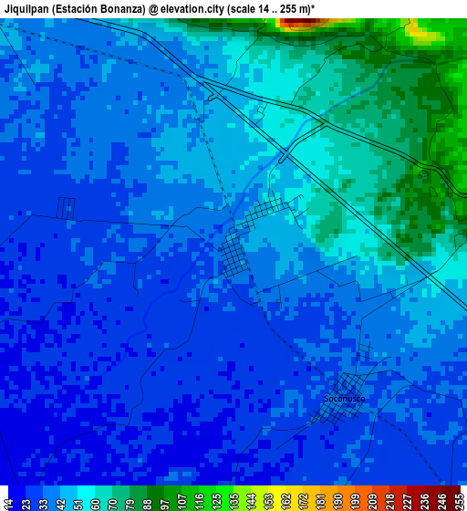 Jiquilpan (Estación Bonanza) elevation map