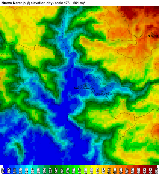 Nuevo Naranjo elevation map