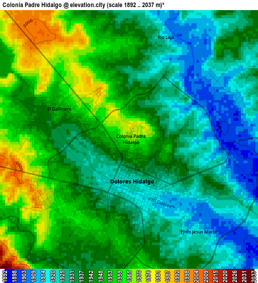 Colonia Padre Hidalgo elevation map