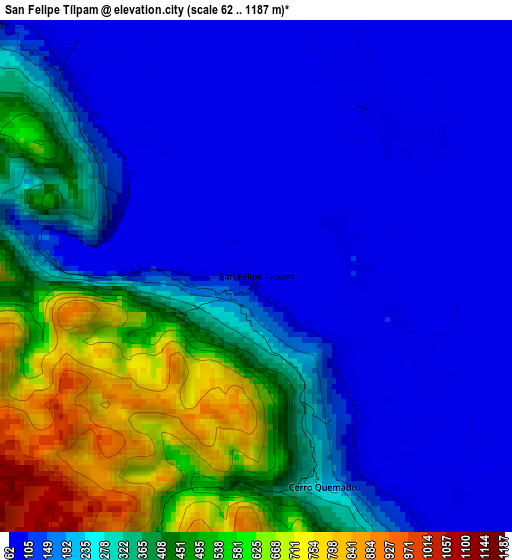 San Felipe Tílpam elevation map