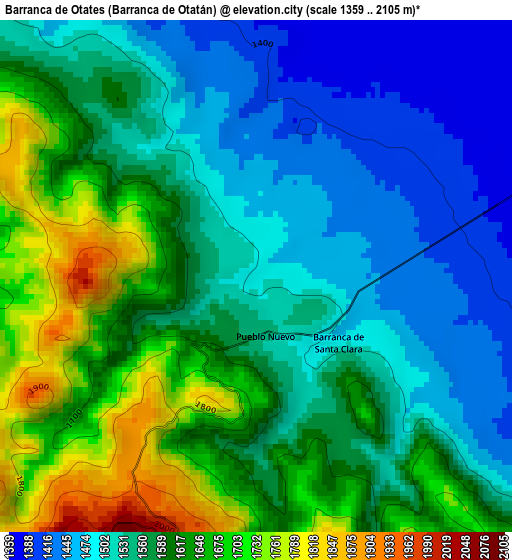 Barranca de Otates (Barranca de Otatán) elevation map