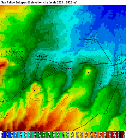 San Felipe Sultepec elevation map