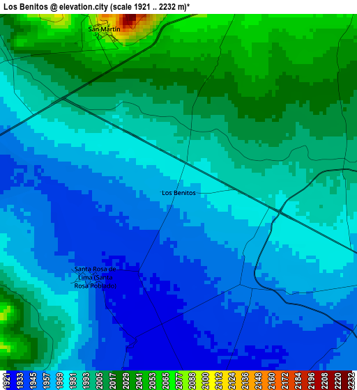 Los Benitos elevation map