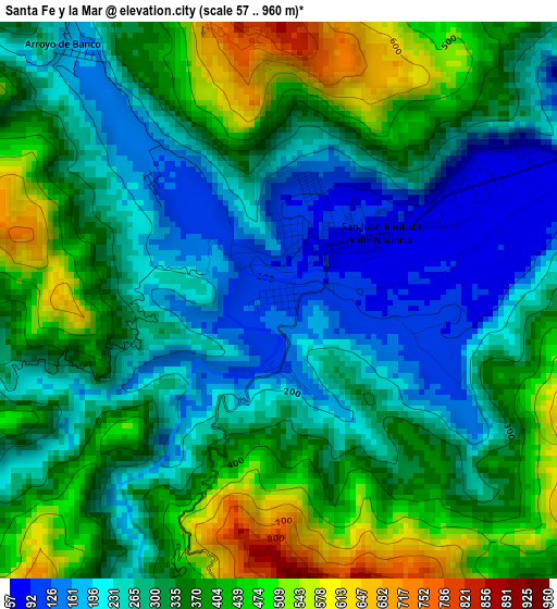 Santa Fe y la Mar elevation map