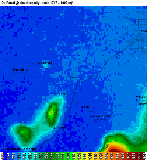 De Parral elevation map