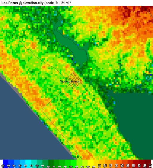 Los Pozos elevation map