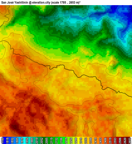 San José Yashitinín elevation map