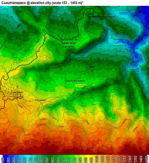 Cuauhtamazaco elevation map