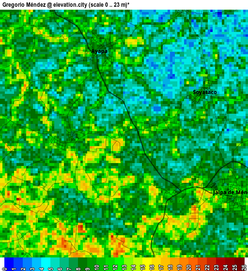 Gregorio Méndez elevation map