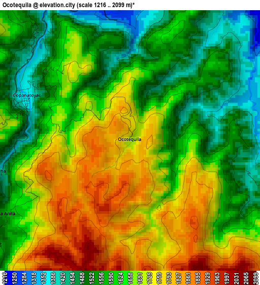 Ocotequila elevation map