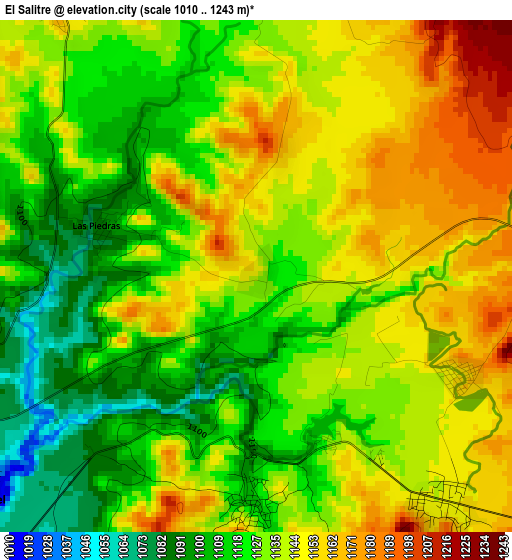 El Salitre elevation map
