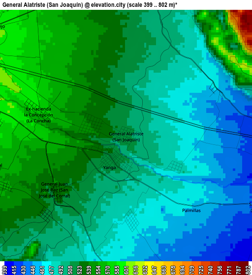 General Alatriste (San Joaquín) elevation map