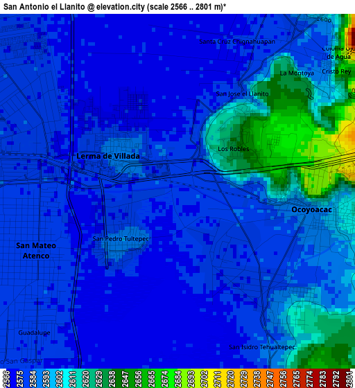 San Antonio el Llanito elevation map