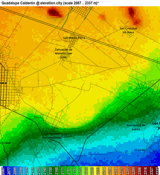 Guadalupe Calderón elevation map