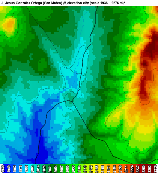 J. Jesús González Ortega (San Mateo) elevation map