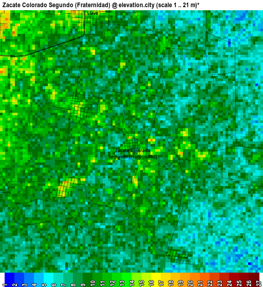 Zacate Colorado Segundo (Fraternidad) elevation map