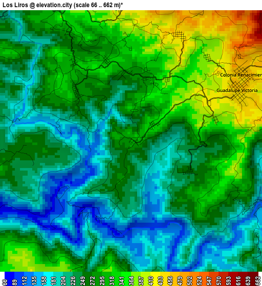 Los Liros elevation map