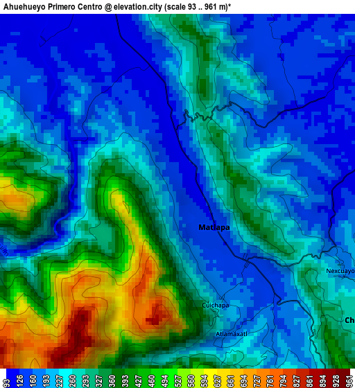 Ahuehueyo Primero Centro elevation map