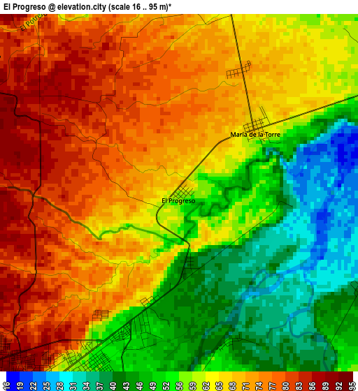 El Progreso elevation map