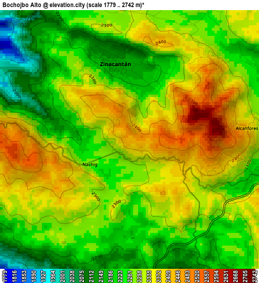 Bochojbo Alto elevation map