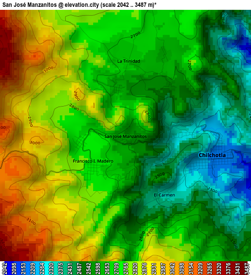 San José Manzanitos elevation map