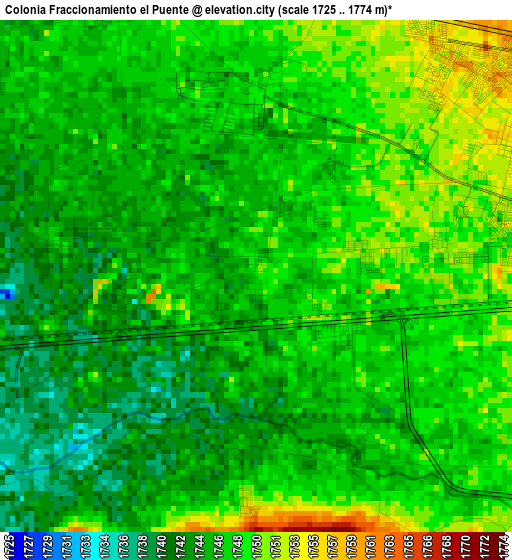 Colonia Fraccionamiento el Puente elevation map