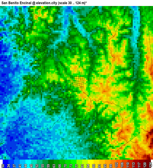 San Benito Encinal elevation map