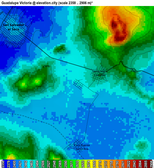 Guadalupe Victoria elevation map