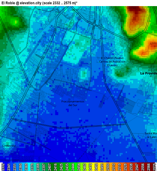 El Roble elevation map