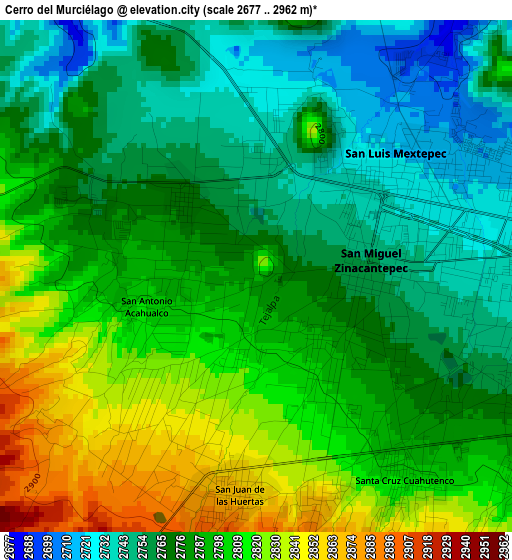 Cerro del Murciélago elevation map