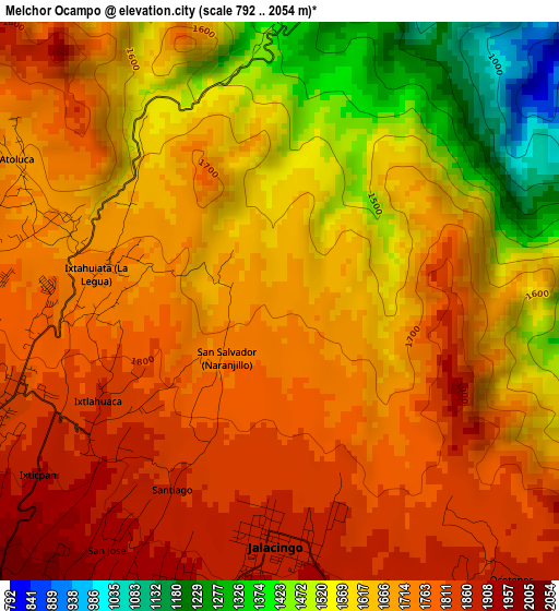 Melchor Ocampo elevation map