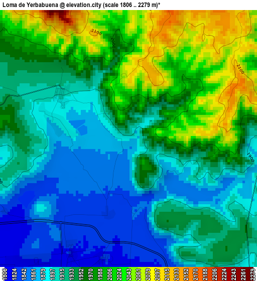 Loma de Yerbabuena elevation map